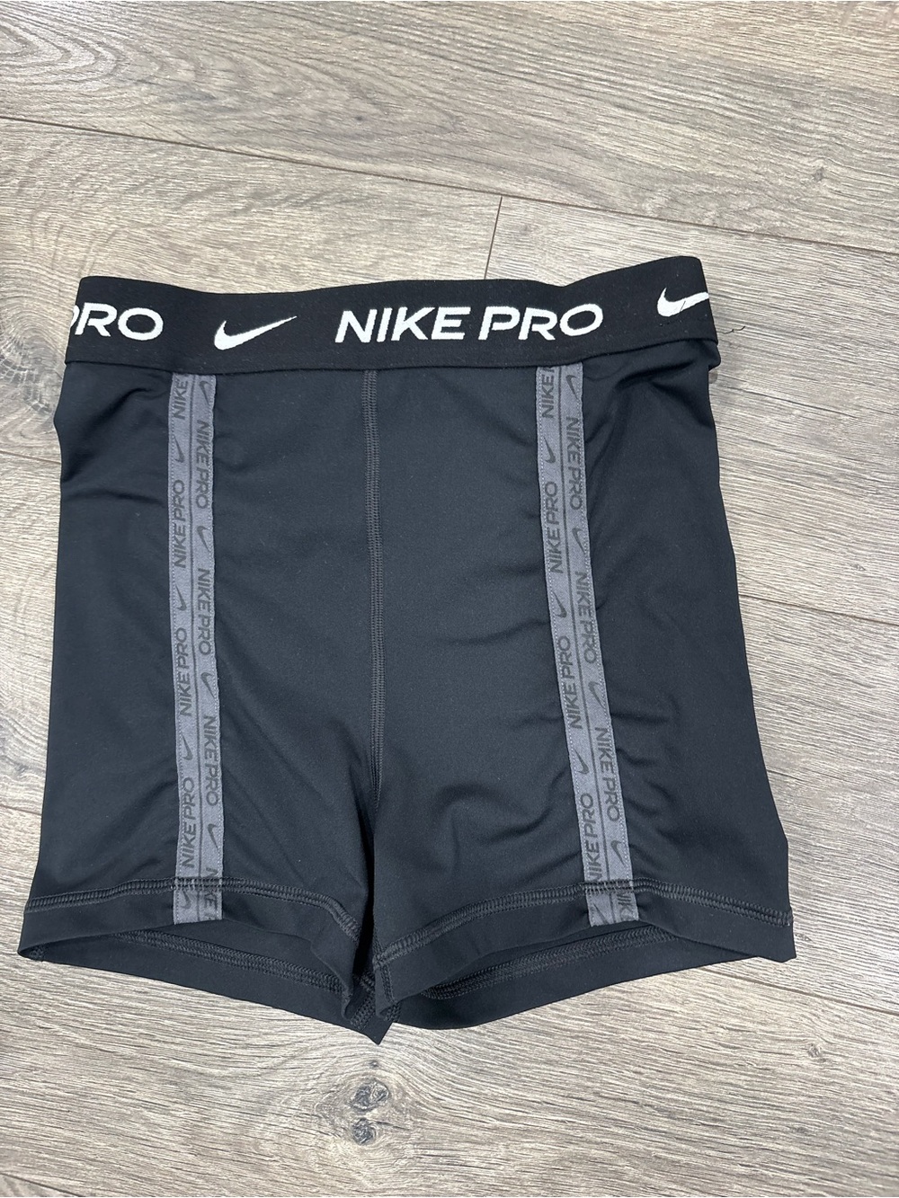 Nike Black Pro Compression Shorts with Gray Logo Tape
